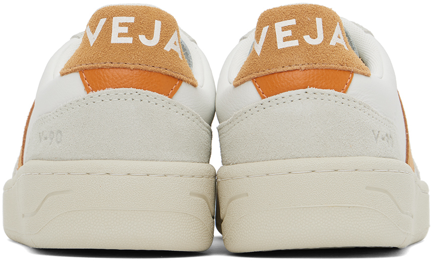 VEJA WHITE & ORANGE V-90 SNEAKERS 