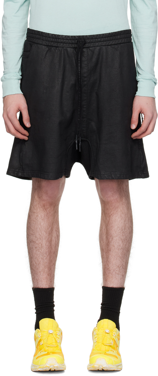 Shop 11 By Boris Bidjan Saberi Black P27 Shorts In Black Coated