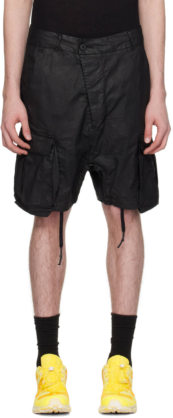 Shop 11 By Boris Bidjan Saberi Black P20 Denim Shorts In Black Coated