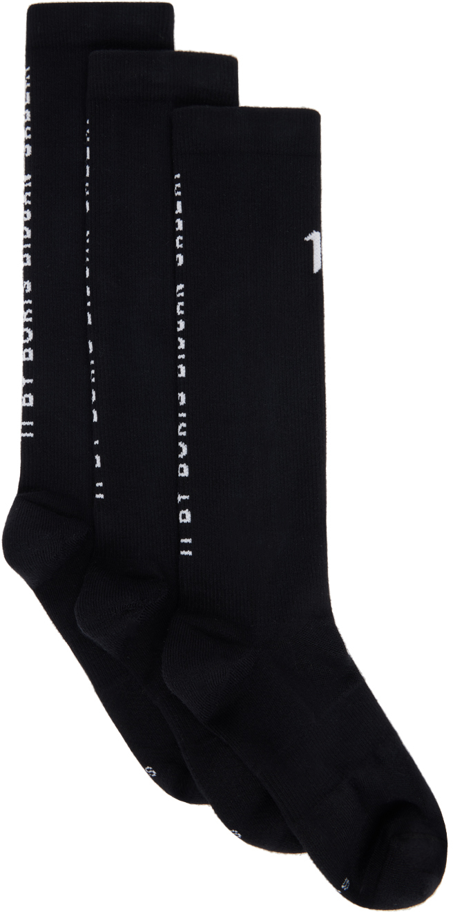 Three-Pack Black Logo Socks