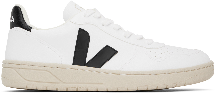 Veja V-10 Cotton Sneakers In White_black