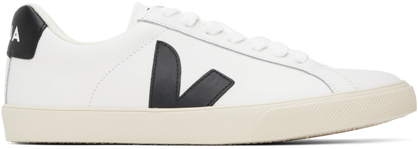 VEJA: White & Black Esplar Leather Sneakers | SSENSE