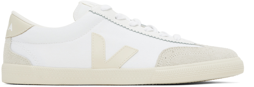 Veja White & Gray Volley Canvas Sneakers In White_pierre