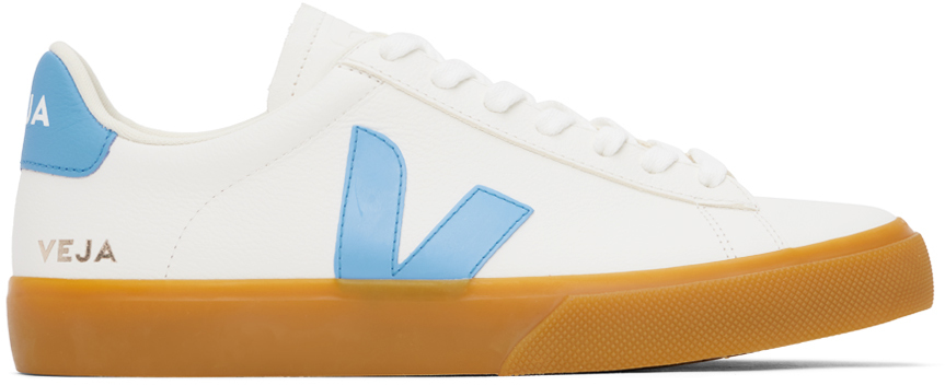 White & Blue Campo Leather Sneakers