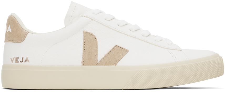 White & Beige Campo Leather Sneakers