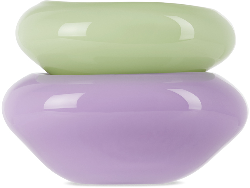 Helle Mardahl Purple & Green 'the Dish Pair' Dish Set In Lavender & Pear