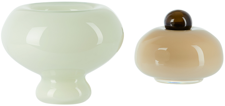 Helle Mardahl Off-white & Green 'the Jar Medi' Dish In Banana & Coconut