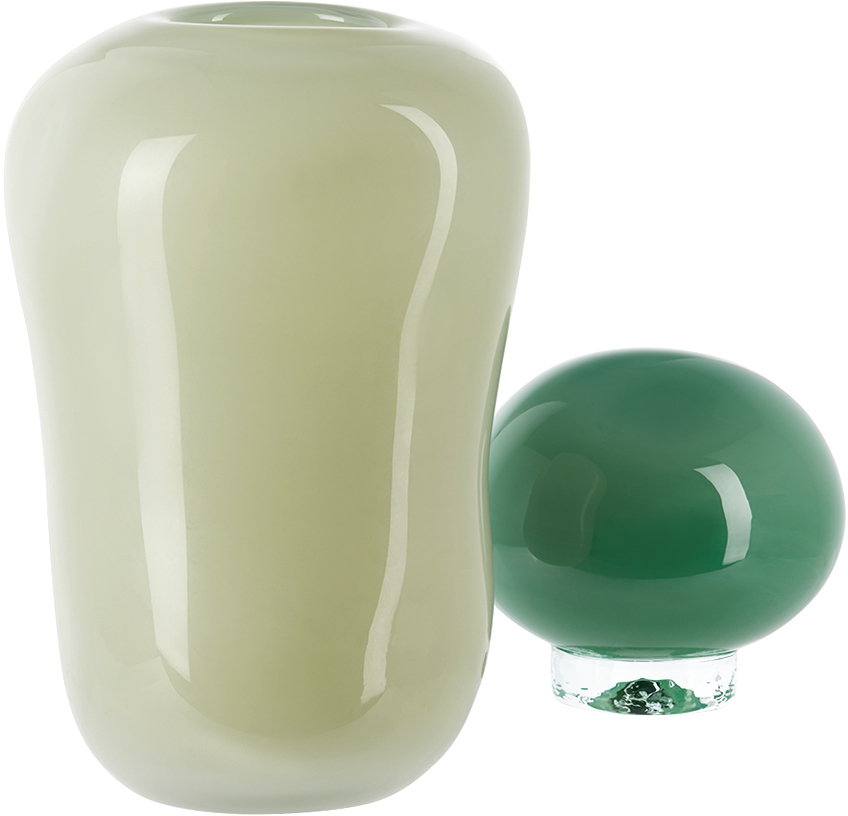 Helle Mardahl Green & Off-white Bon Bon Medi Vase In Spearmint & Champgne