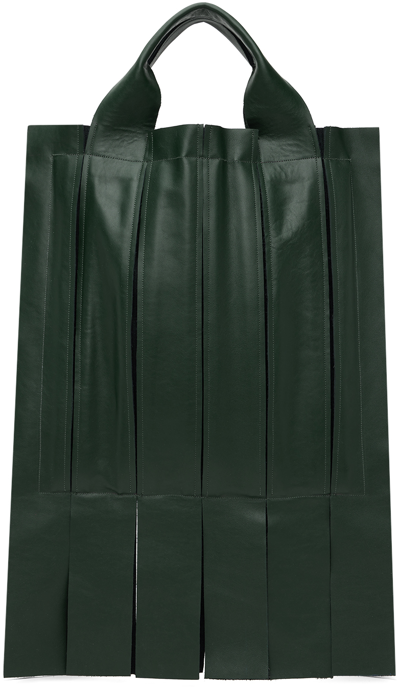 Shop T/sehne Ssense Exclusive Green Accordion Tote In Forest Green