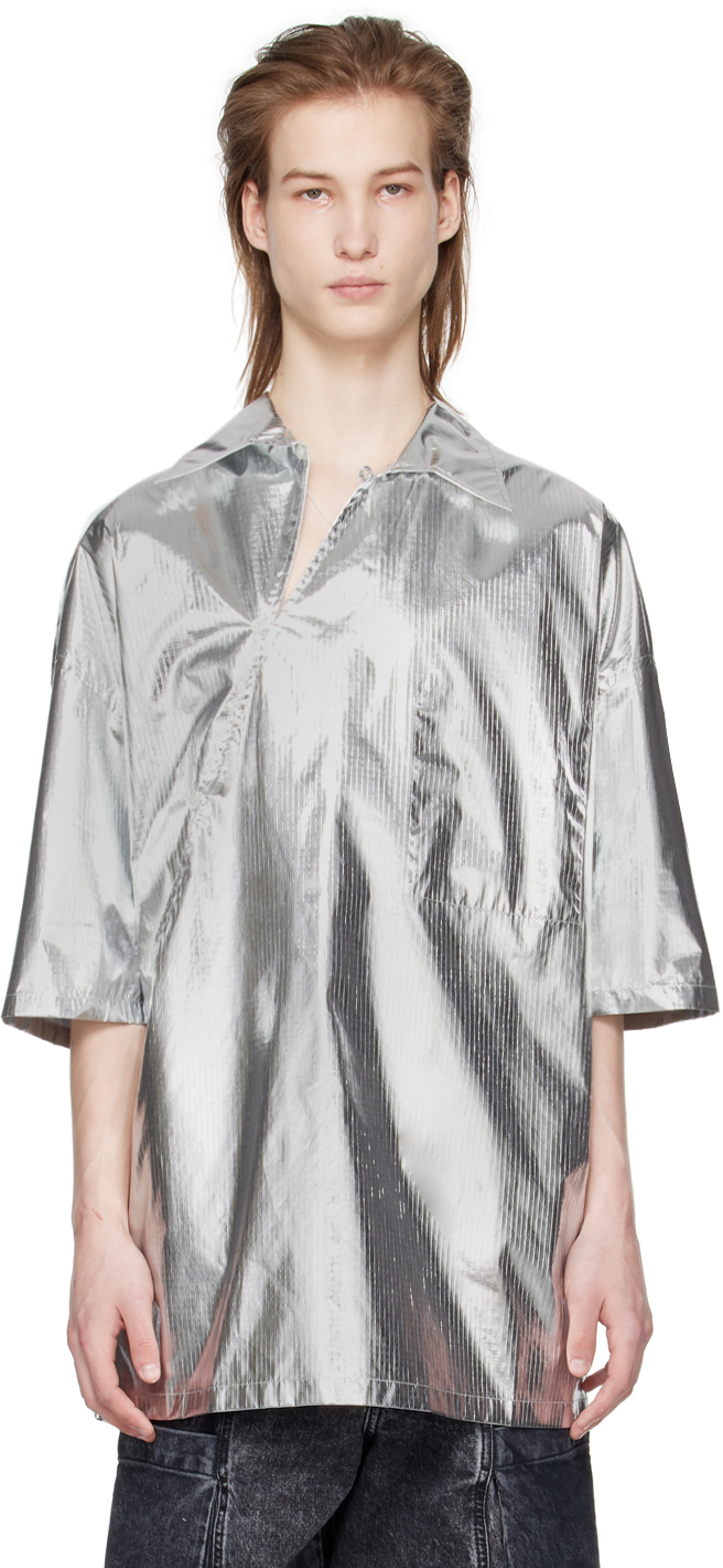 Shop T/sehne Silver Asymmetric Slash Shirt