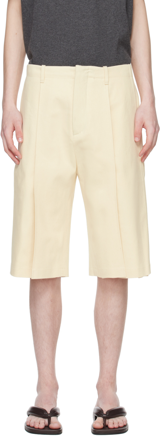 Shop T/sehne Ssense Exclusive Off-white Tailored Shorts In Ecru