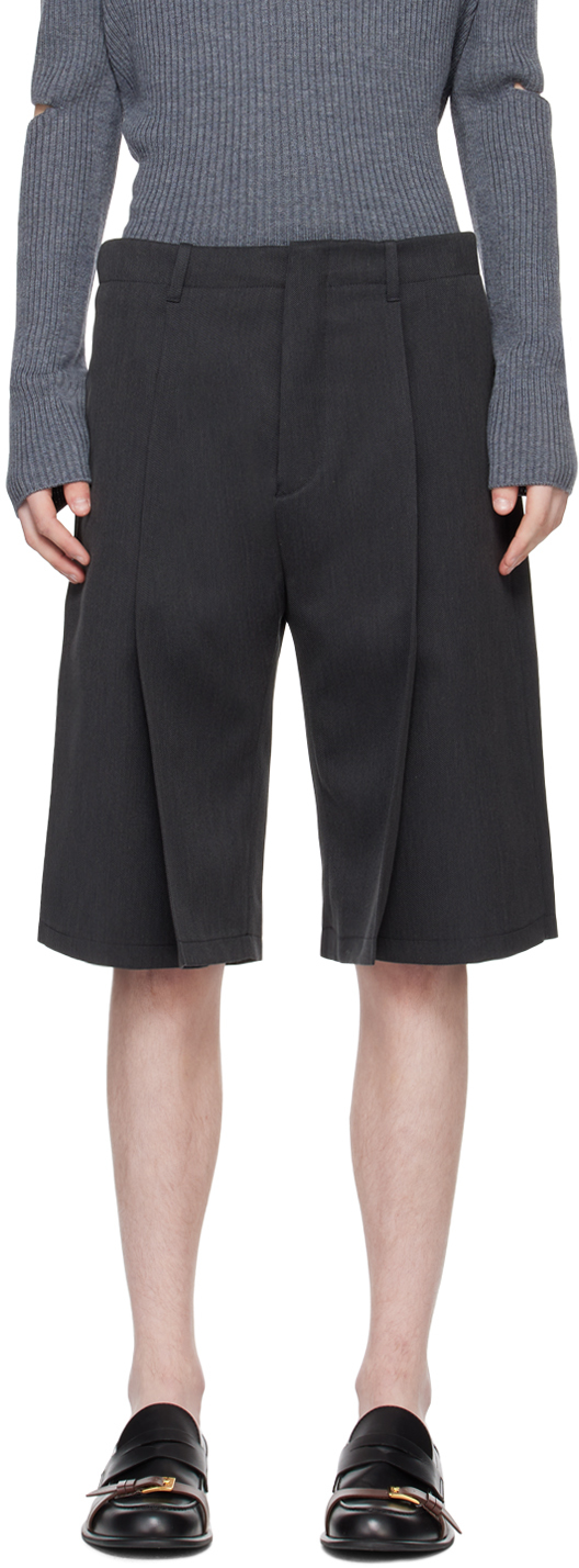 Shop T/sehne Gray Tailored Shorts In Anthracite