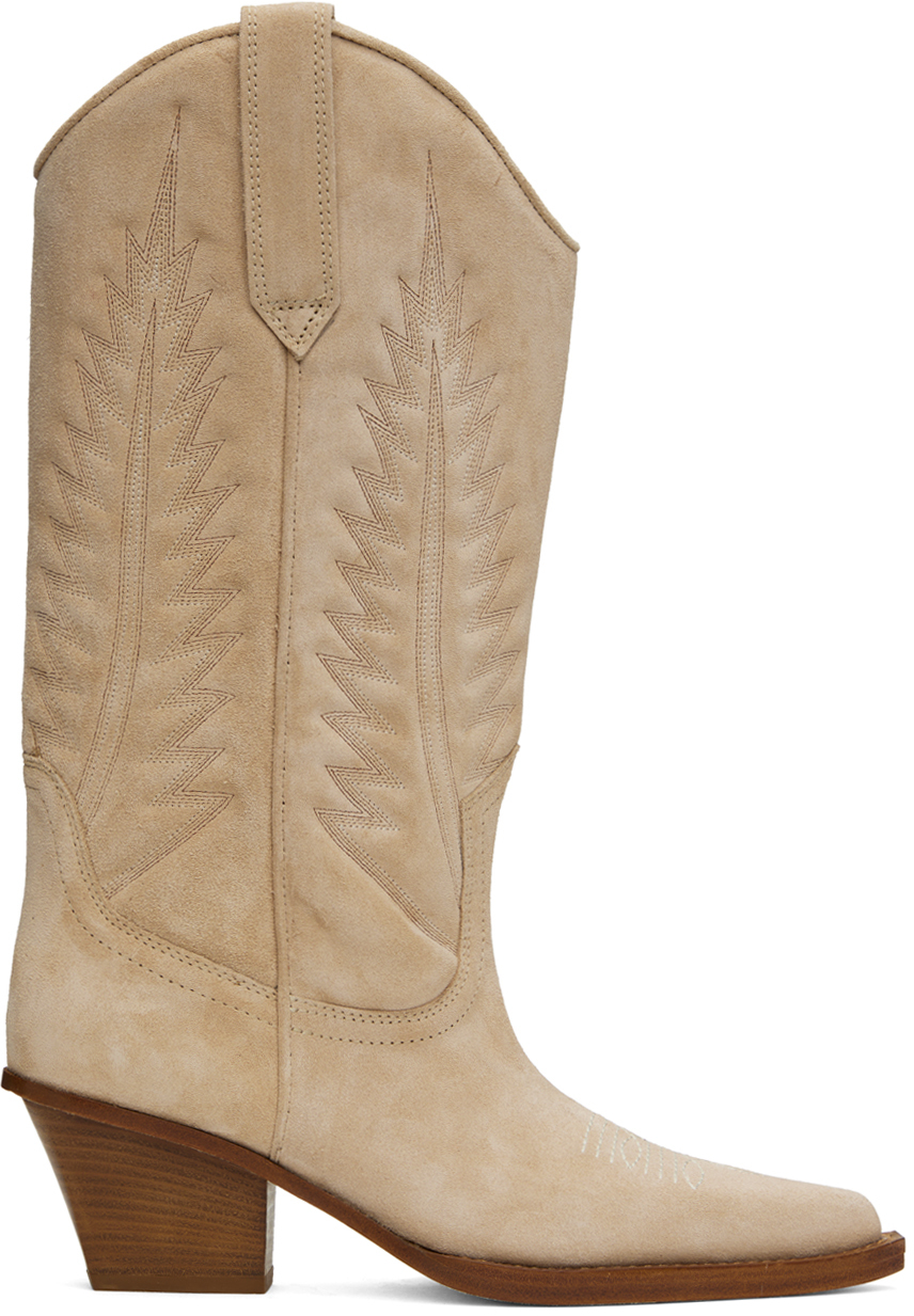 Shop Paris Texas Beige Rosario Boots In Ecru