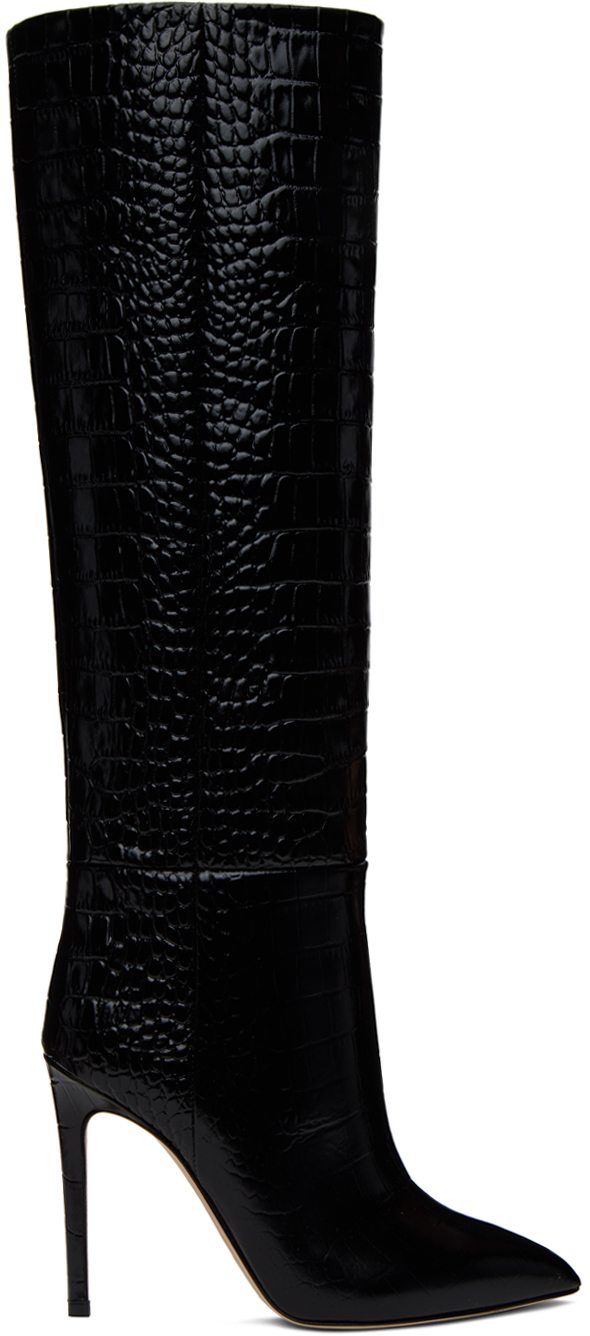 Shop Paris Texas Black Stiletto Tall Boots In Carbone