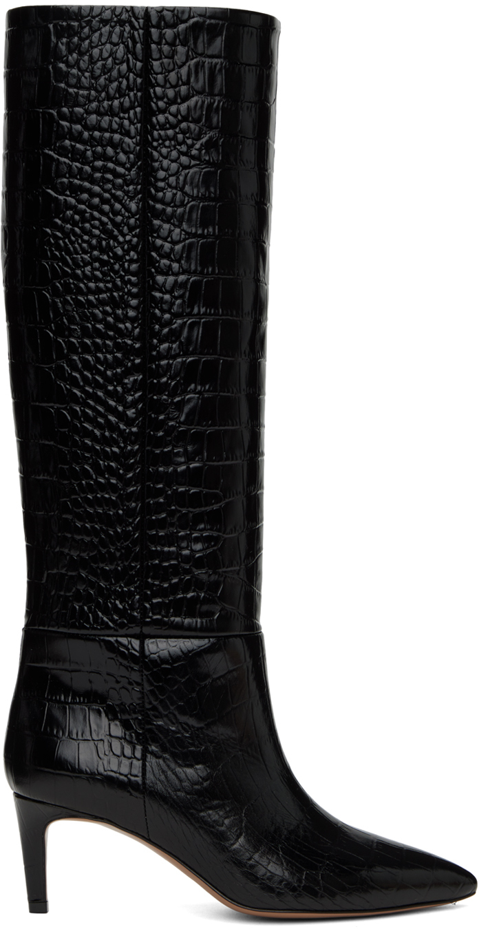 Paris Texas Black Stiletto 60 Tall Boots In Carbone