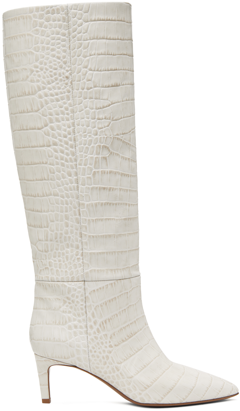 Shop Paris Texas Off-white Stiletto 60 Tall Boots In Bone China