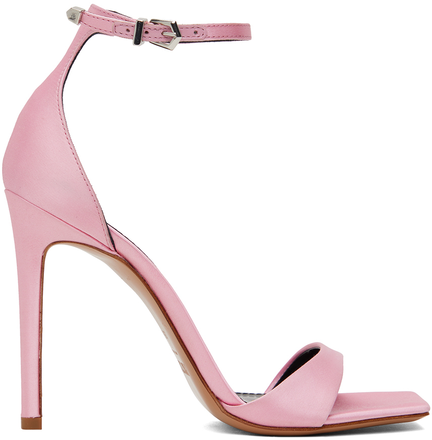 Shop Paris Texas Pink Satin Stiletto Heeled Sandals