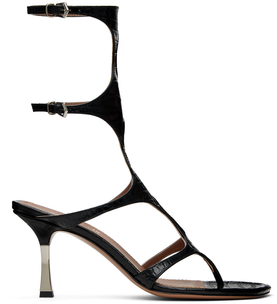 Shop Paris Texas Black Uma 75 Heeled Sandals In Carbone