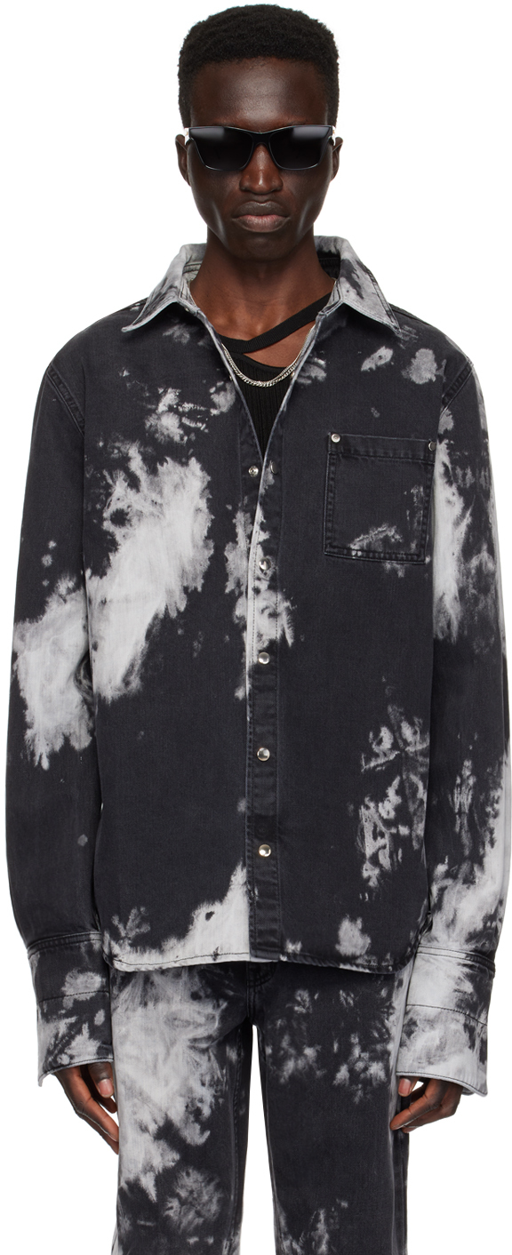 LGN Louis Gabriel Nouchi: Black Tie-Dye Denim Shirt | SSENSE