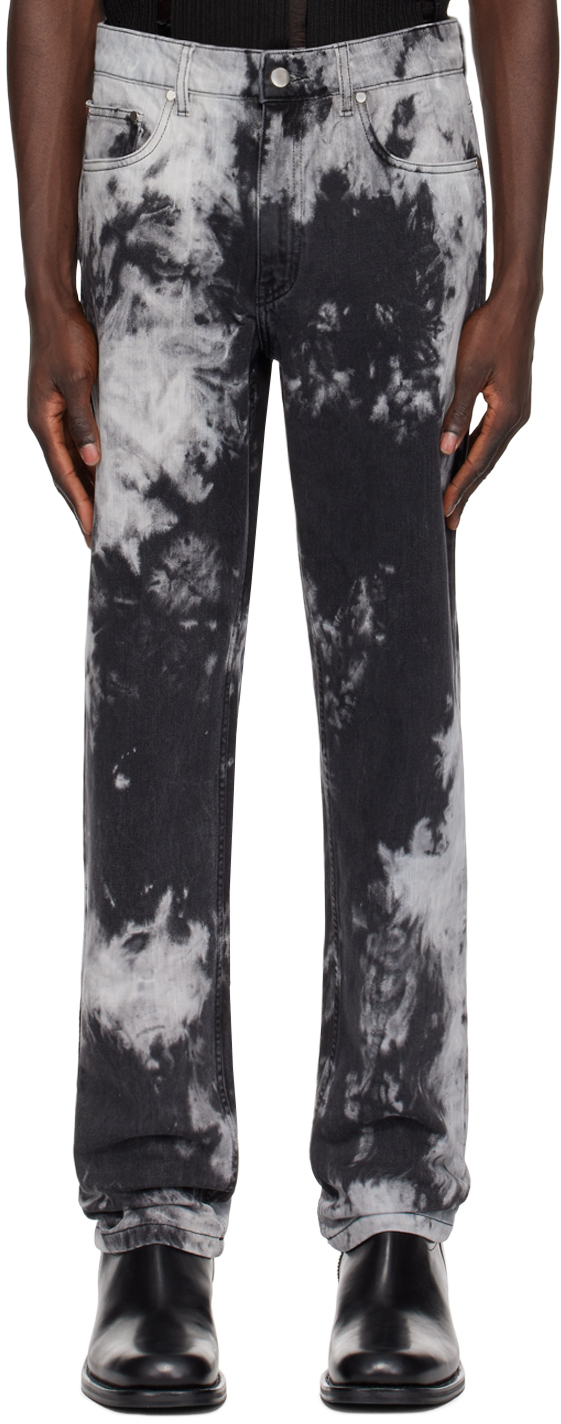 Shop Lgn Louis Gabriel Nouchi Black Tie-dye Jeans In Smoke 032