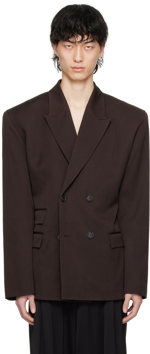 Lgn Louis Gabriel Nouchi Brown Double-breasted Blazer In Expresso 027