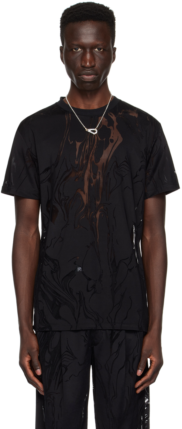 Shop Lgn Louis Gabriel Nouchi Black Marbled T-shirt In Devoured