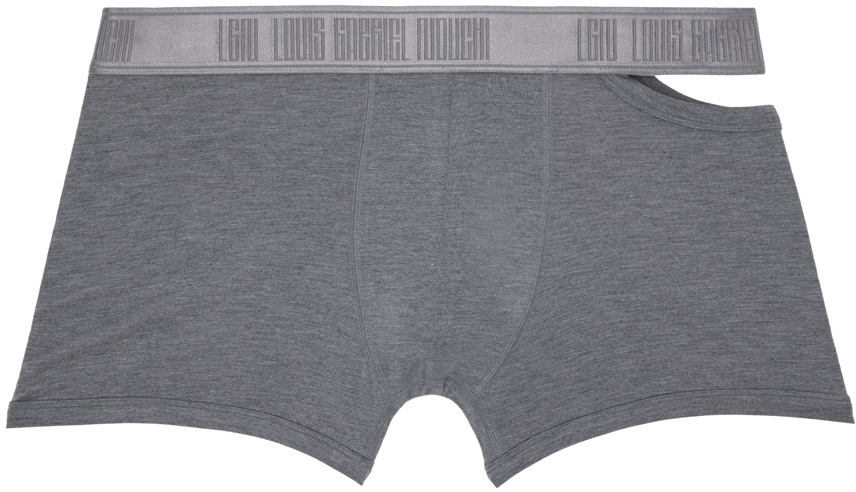 Gray Asymmetrical Opening Boxers