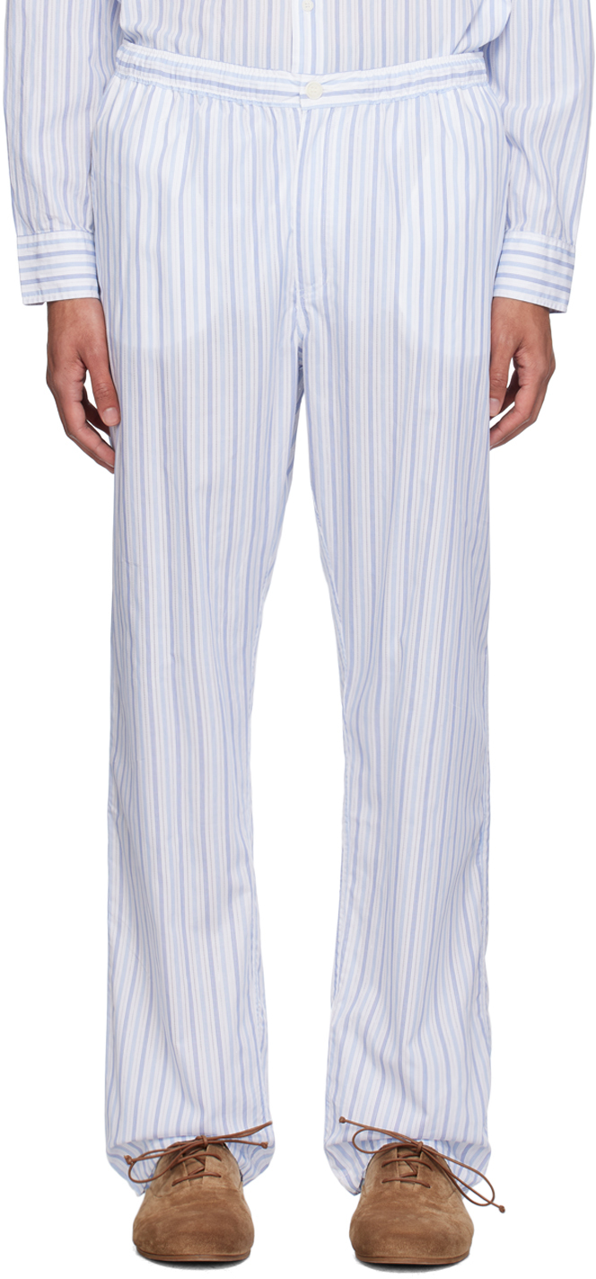 Soulland Blue & White Fadi Trousers In White /blue