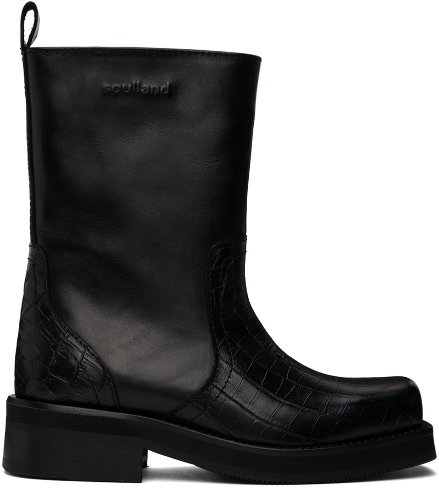 Shop Soulland Black Delaware Croco Boots