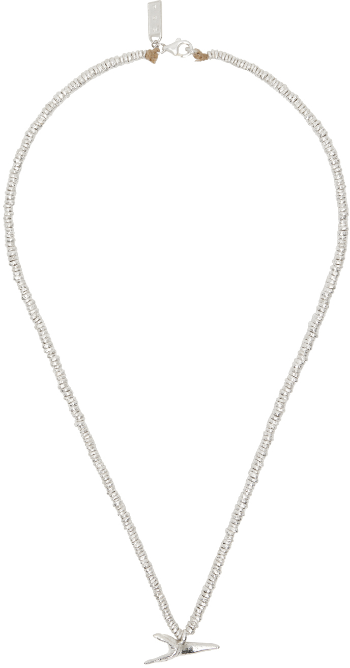 Pearls Before Swine Silver Mares Necklace In .925 Silver/hemp Rop