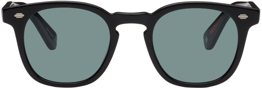 Garrett Leight Black Byrne Sunglasses In Black/pure Blue Smoke