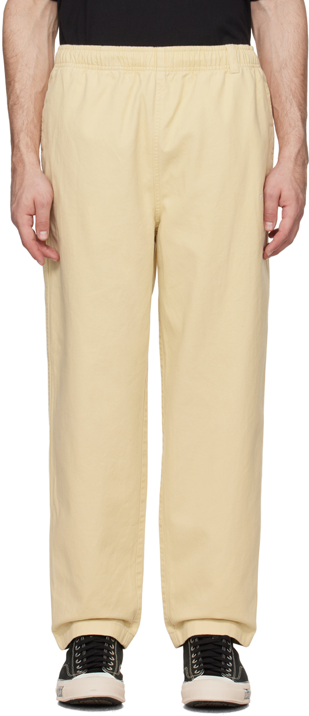 Shop Thisisneverthat Yellow Easy Trousers In Vanilla