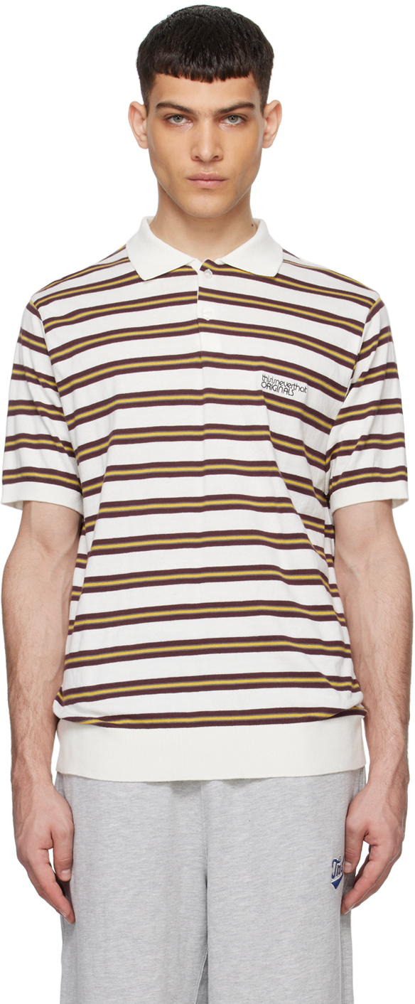 Shop Thisisneverthat White Striped Polo In Ivory
