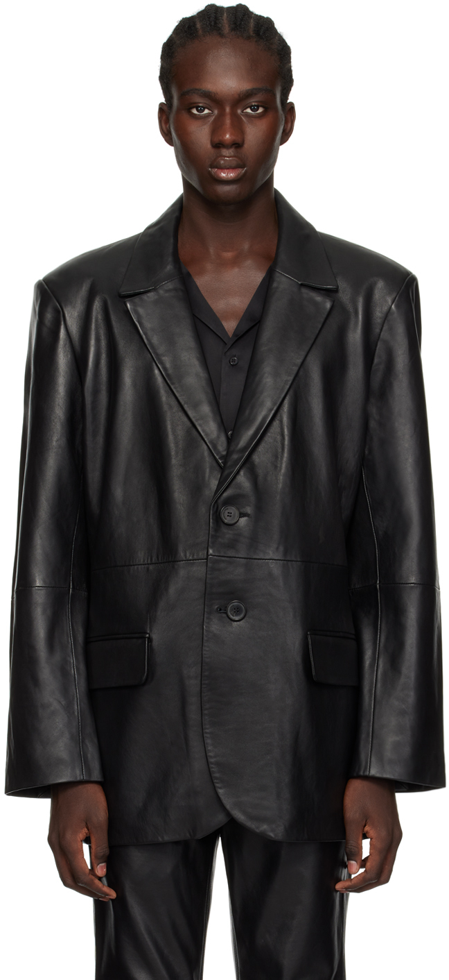 Black Osaka Leather Blazer