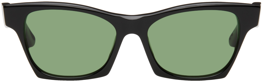 Shop Eytys Black Ventura Sunglasses In Black/green