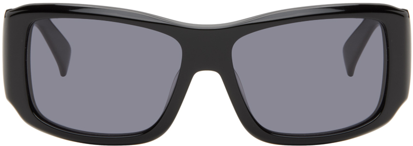 Shop Eytys Black Sinai Sunglasses In Black/black