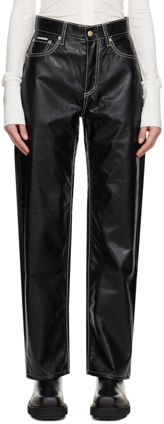 Eytys Black Benz Faux-leather Jeans In Vegan Leather Black