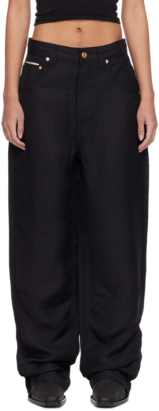 Shop Eytys Black Titan Trousers In Black Linen