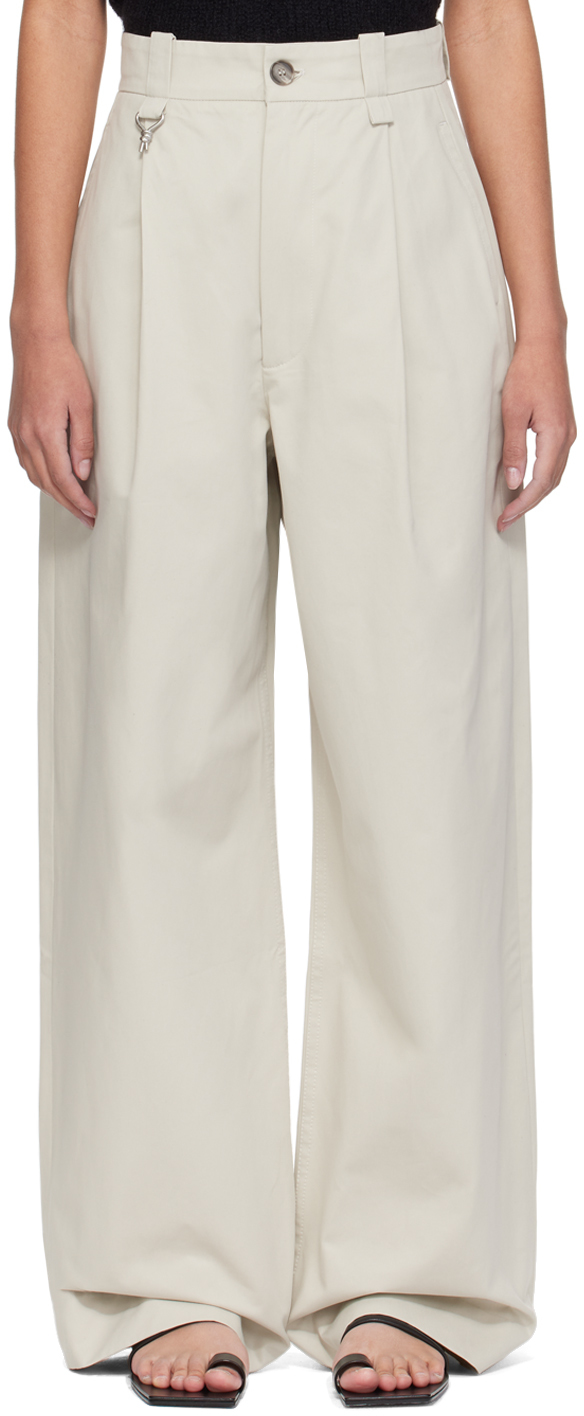 Shop Eytys Beige Scout Trousers In Pearl