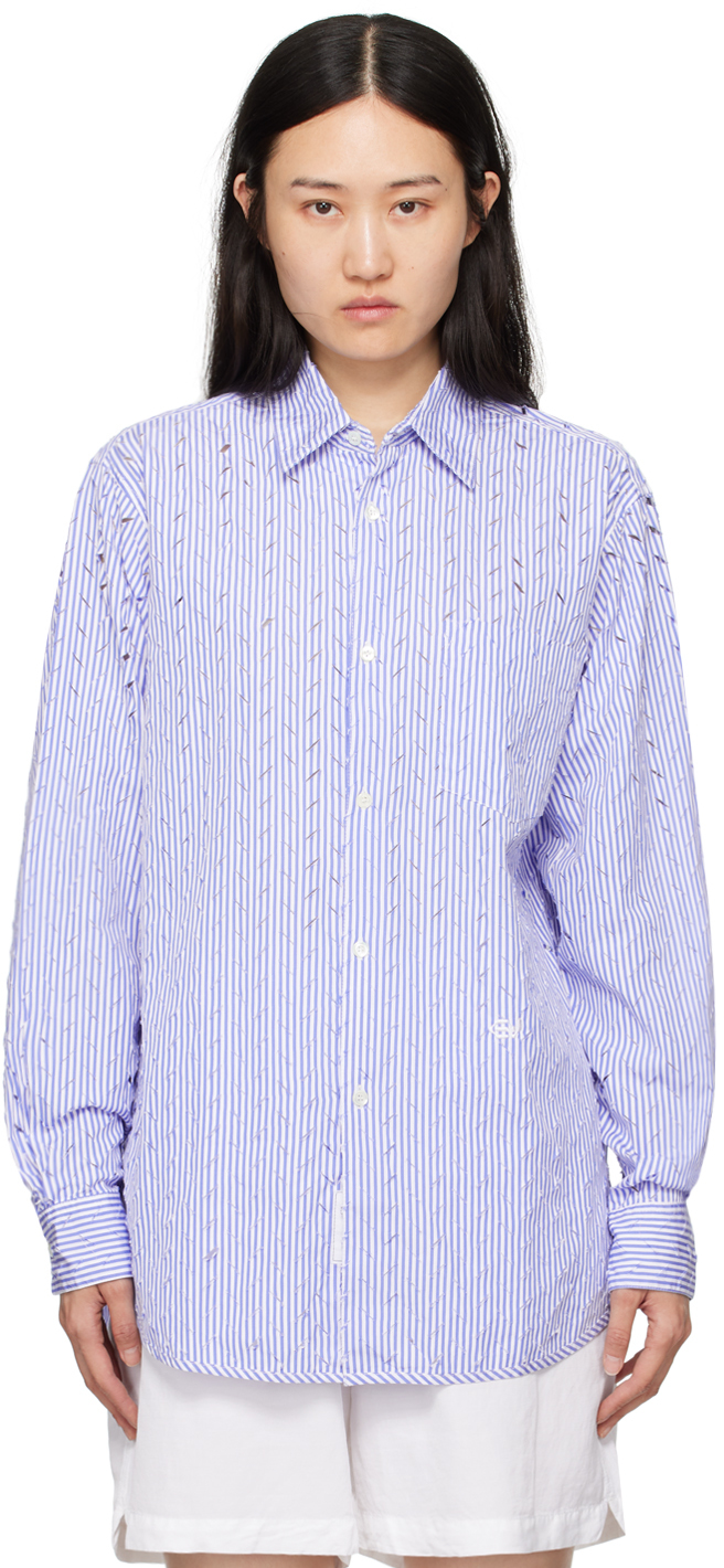 Shop Eytys White & Blue Otis Shirt In Sky