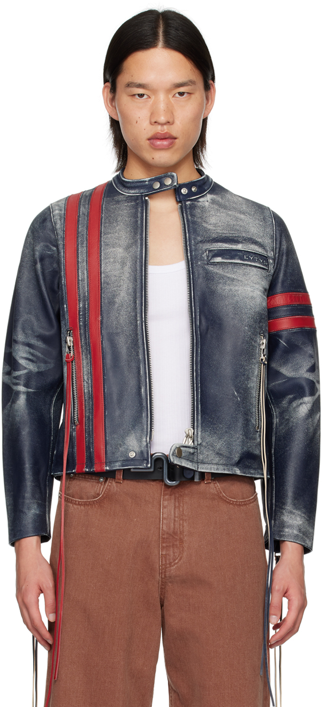 Navy Damon Leather Jacket