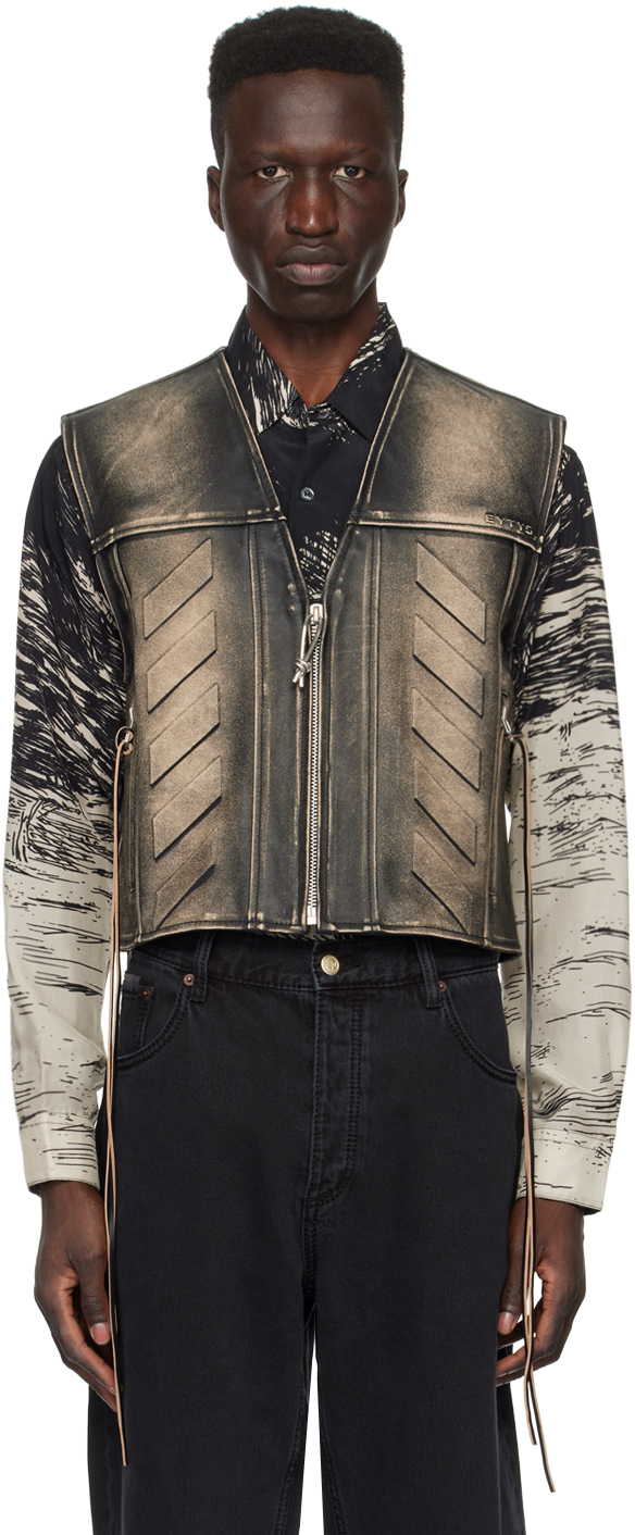 Shop Eytys Ssense Exclusive Black Harper Leather Vest In Vintage Black