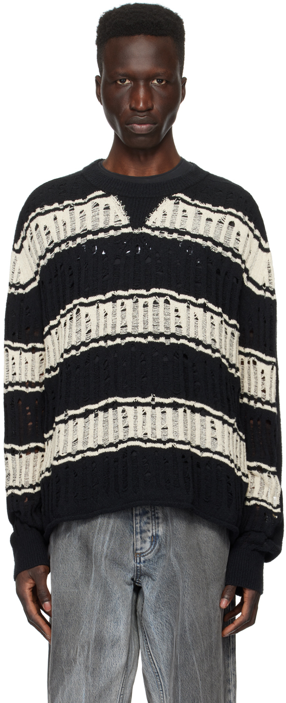 Shop Eytys Black & Off-white Jaxon Sweater In Stripe