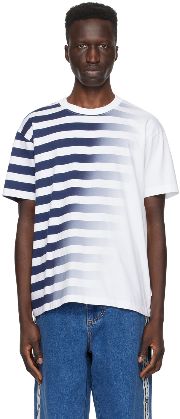 Shop Eytys White Leon T-shirt In Faded Navy