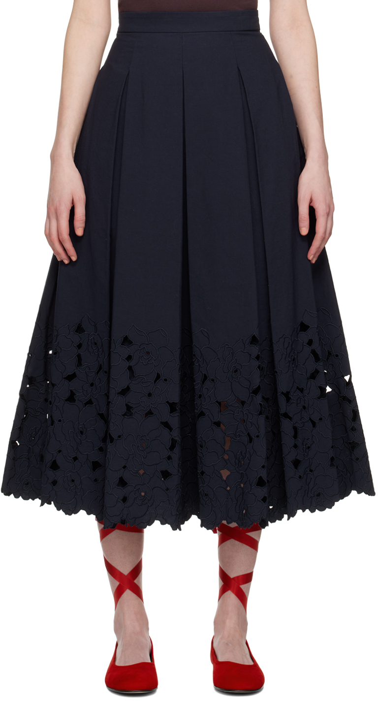 Navy pleated clearance skirt elasticated waist