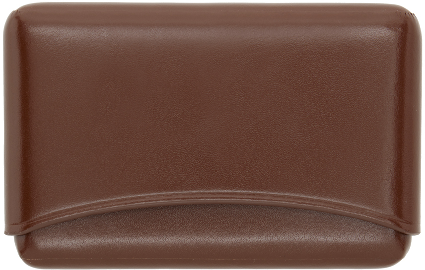 Lemaire Brown Molded Card Holder In Cherry Mahogany