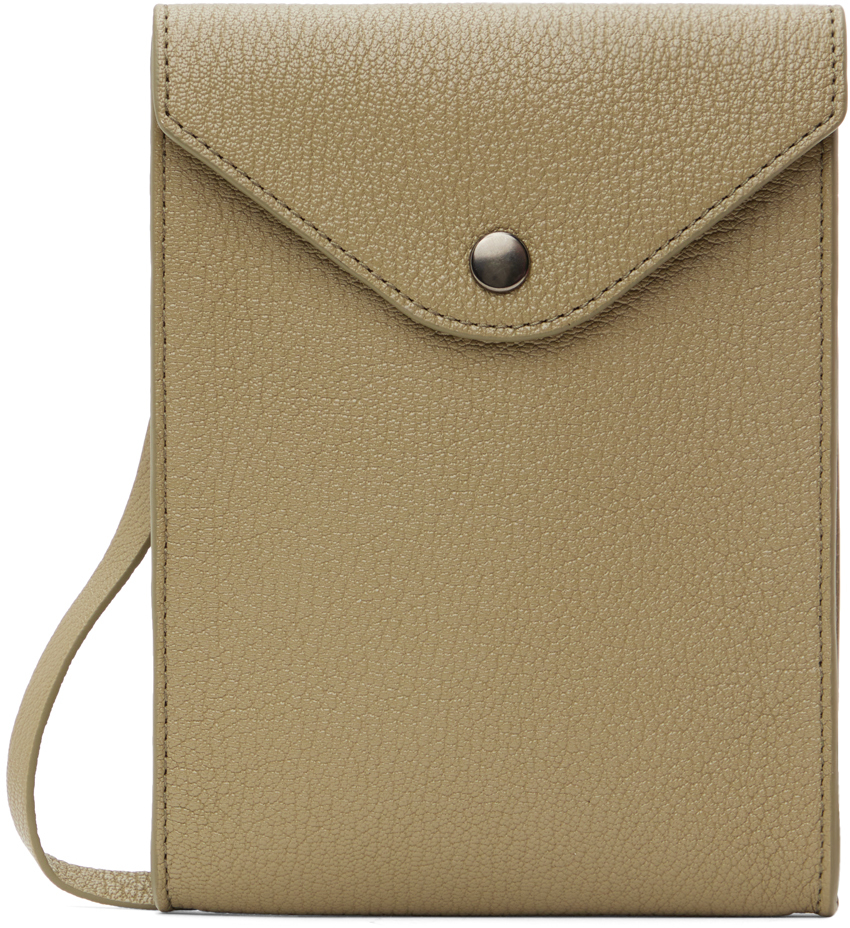Lemaire Taupe Enveloppe Strap Pouch In Green