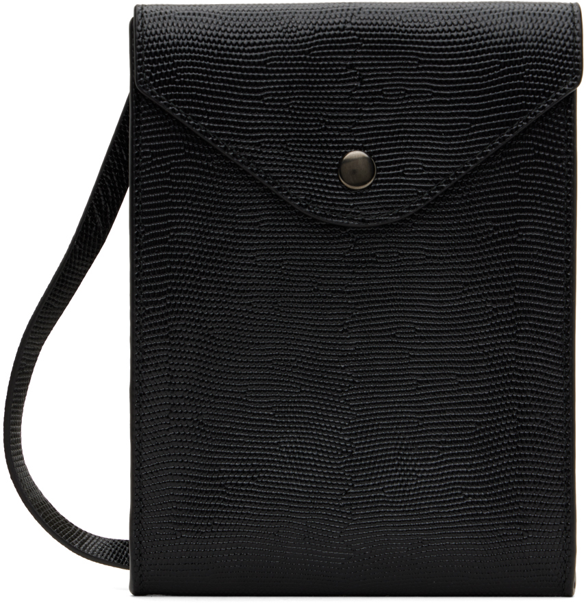 Lemaire Black Envelope Strap Shoulder Bag In Bk999 Black