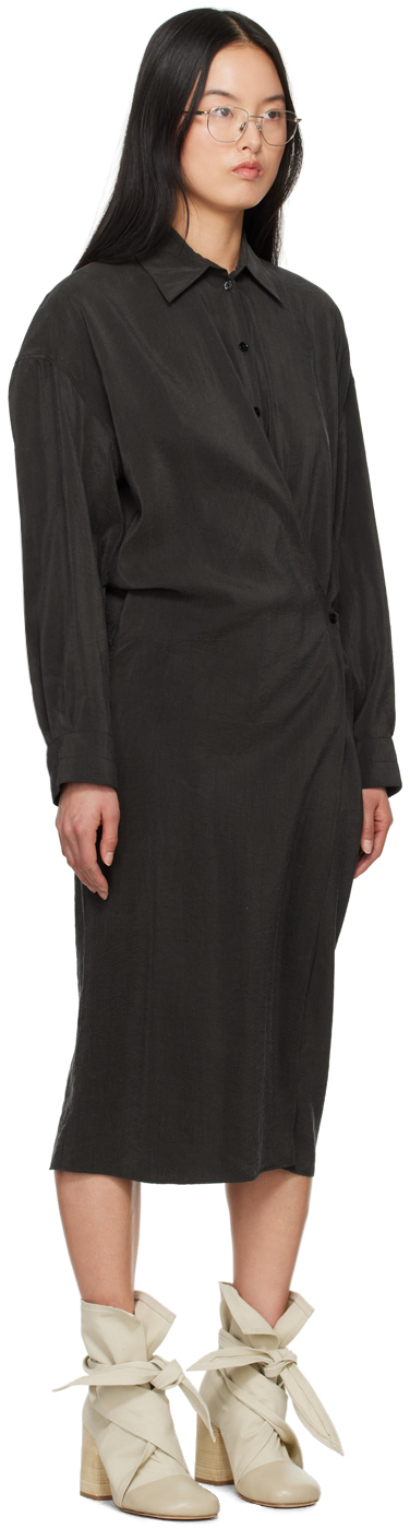 Shop Lemaire Brown Twisted Midi Dress In Br507 Dark Espresso