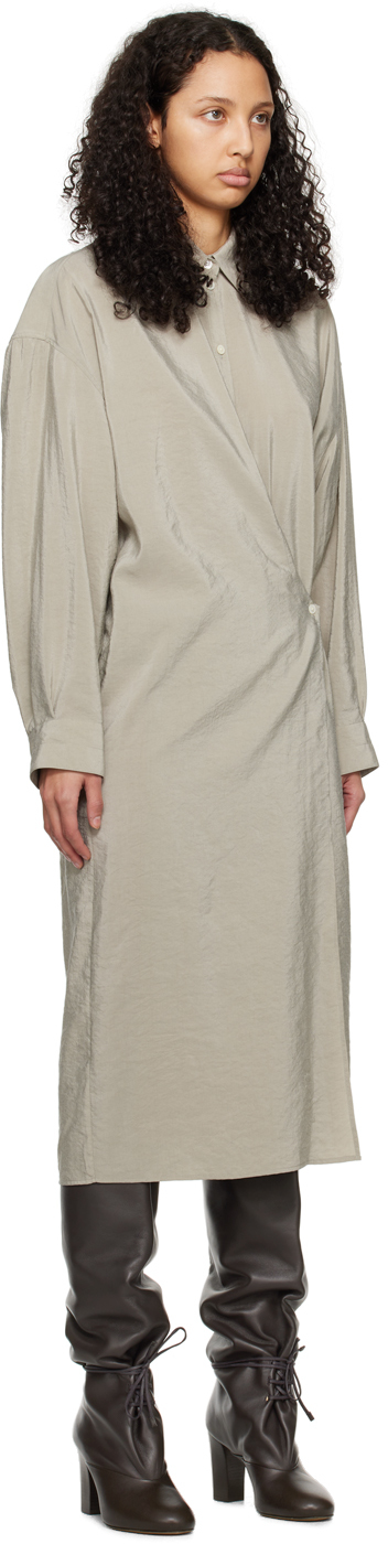 Shop Lemaire Gray Twisted Midi Dress In Bk885 Light Misty
